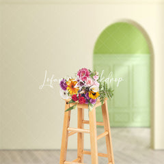 Lofaris Clean Candy Green Door Shelf Photography Backdrop