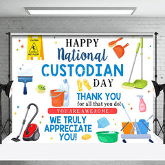 Lofaris Cleaning Tools Happy National Custodian Day Backdrop