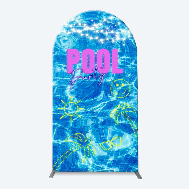 Lofaris Clear Blue Water Smile Cool Arch Pool Party Backdrop