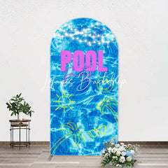 Lofaris Clear Blue Water Smile Cool Arch Pool Party Backdrop