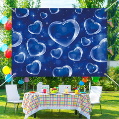 Lofaris Clear Transparent Crystal Hearts Blue Bokeh Backdrop