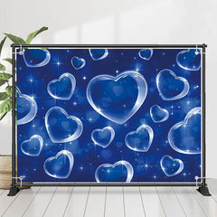 Lofaris Clear Transparent Crystal Hearts Blue Bokeh Backdrop