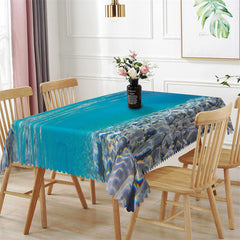 Lofaris Clear Underwater Cobblestone Blue Dining Tablecloth