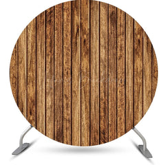 Lofaris Clear Vintage Brown Wood Plank Round Party Backdrop