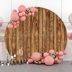 Lofaris Clear Vintage Brown Wood Plank Round Party Backdrop