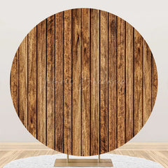 Lofaris Clear Vintage Brown Wood Plank Round Party Backdrop