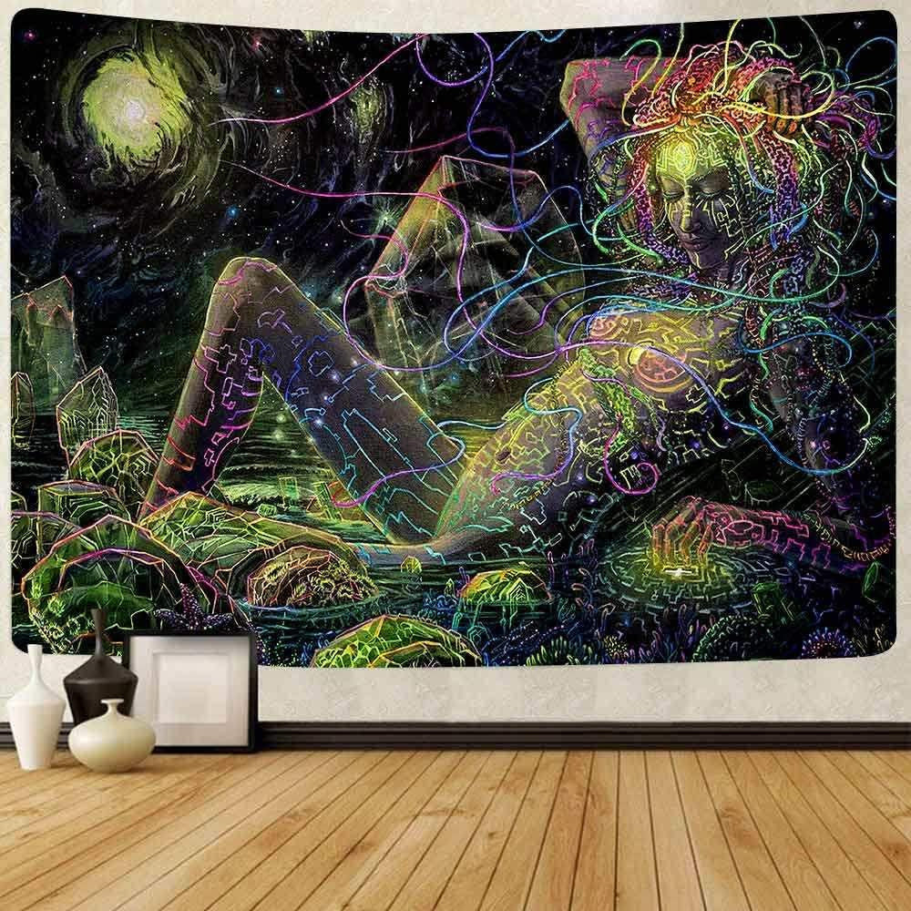 Lofaris (Clearance | Ship In 24HR) Life Girl Galaxy Trippy Novelty Abstract Wall Tapestry