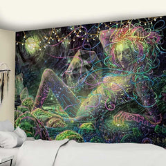 Lofaris (Clearance | Ship In 24HR) Life Girl Galaxy Trippy Novelty Abstract Wall Tapestry