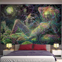 Lofaris (Clearance | Ship In 24HR) Life Girl Galaxy Trippy Novelty Abstract Wall Tapestry