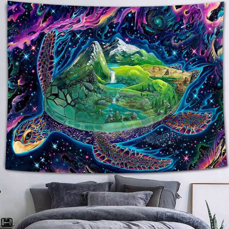 Lofaris (Clearance | Ship In 24HR) Turtle World Novelty Cartoon Trippy Mountain Wall Tapestry