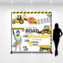 Lofaris Close The Road Constraction Custom 2nd Birthday Backdrop