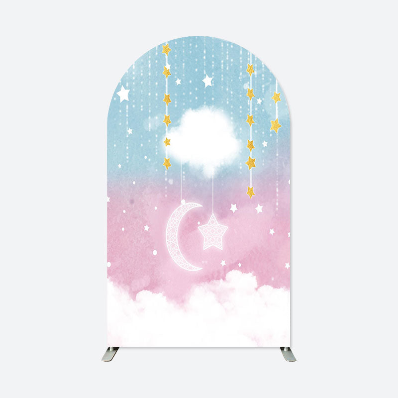 Lofaris Cloud Pink Blue Baby Shower Party Arch Backdrop