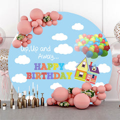 Lofaris Cloud Sky Up And Away Round Birthday Backdrop