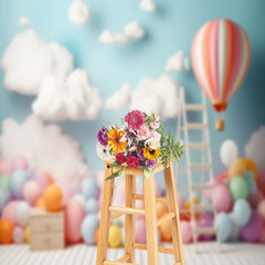 Lofaris Cloud Wall Colored Ball Birthday Cake Smash Backdrop