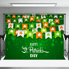 Lofaris Clover Flags Green Happy St Patricks Day Backdrop