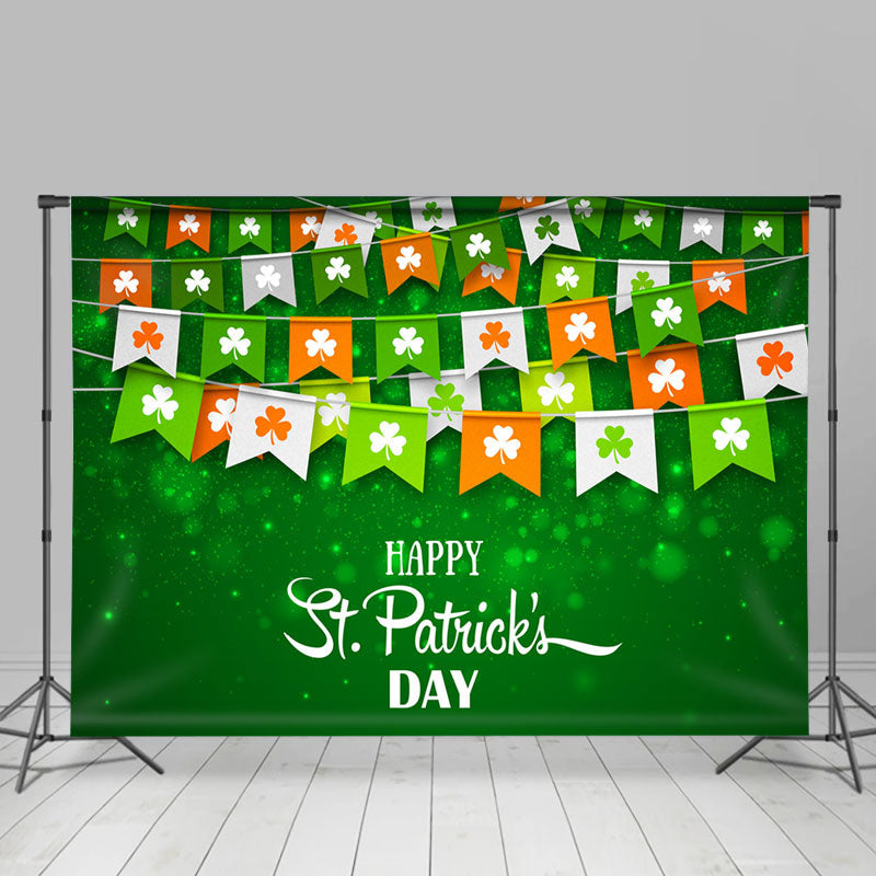 Lofaris Clover Flags Green Happy St Patricks Day Backdrop