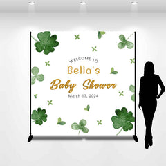 Lofaris Clover Stpatricks Day Custom Baby Shower Backdrop