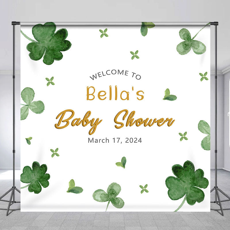 Lofaris Clover Stpatricks Day Custom Baby Shower Backdrop