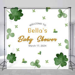 Lofaris Clover Stpatricks Day Custom Baby Shower Backdrop