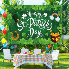 Lofaris Clovers Rhombus Green Happy St Patricks Day Backdrop