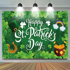 Lofaris Clovers Rhombus Green Happy St Patricks Day Backdrop