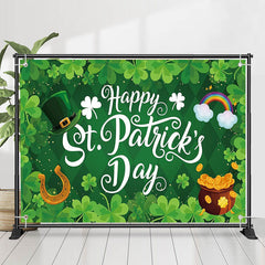 Lofaris Clovers Rhombus Green Happy St Patricks Day Backdrop