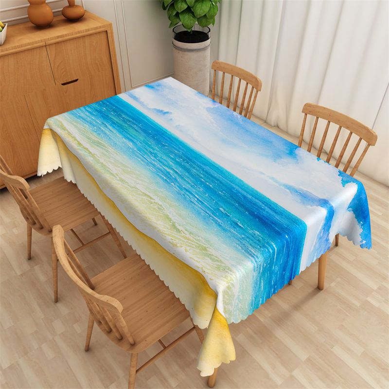 Lofaris Coastal Scenery Blue Sky Clouds Rectangle Tablecloth