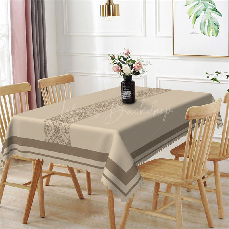 Lofaris Coffee Color Traditional Pattern Dining Tablecloth