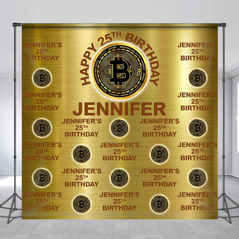 Lofaris Coin Gold Metal Texture Custom 25th Birthday Backdrop