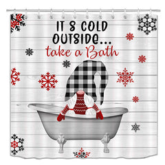 Lofaris Cold Outside Snowflake Wood Bathroom Shower Curtain