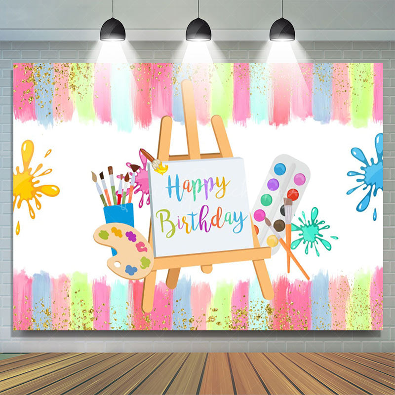 Lofaris Color Brush Artboard Birthday Backdrop for Kids