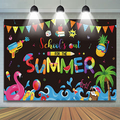 Lofaris Colored Flag Sea Schools Out Summer Grad Backdrop