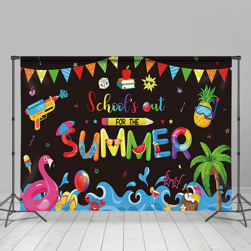 Lofaris Colored Flag Sea Schools Out Summer Grad Backdrop