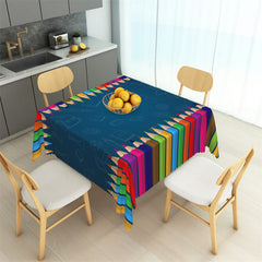 Lofaris Colored Pencil Deep Lines Blue Square Tablecloth