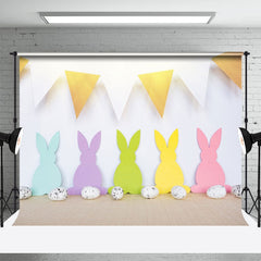 Lofaris Colored Rabbits Flag White Eggs Wall Easter Backdrop