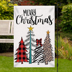 Lofaris Colored Xmas Tree Burlap Merry Christmas Garden Flag