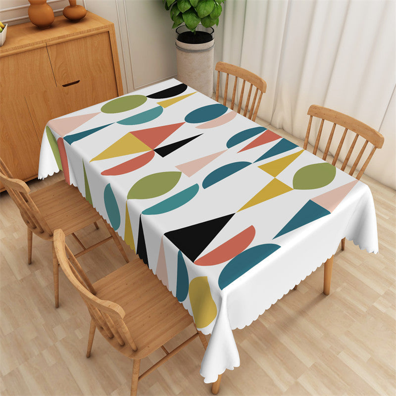 Lofaris Colorful Abstract Triangle Oval Rectangle Tablecloth