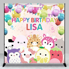 Lofaris Colorful Animals Balloons Custom Birthday Backdrop