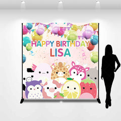 Lofaris Colorful Animals Balloons Custom Birthday Backdrop