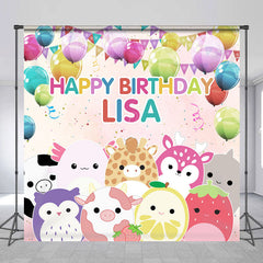 Lofaris Colorful Animals Balloons Custom Birthday Backdrop