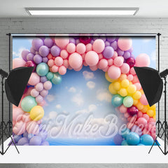 Lofaris Colorful Arch Balloons Birthday Cake Smash Backdrop