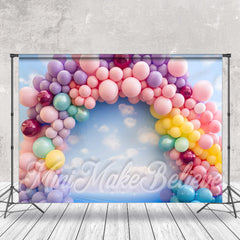 Lofaris Colorful Arch Balloons Birthday Cake Smash Backdrop