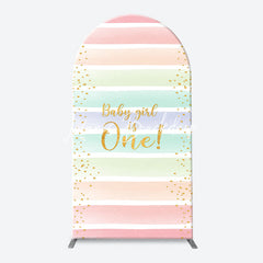 Lofaris Colorful Baby Girl Is One Arch Birthday Backdrop