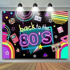 Lofaris Colorful Back To The 80s Music Dance Party Backdrop