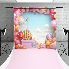 Lofaris Colorful Balloon Cloud Sweep Backdrop For Cake Smash