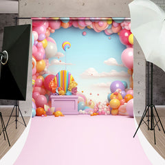 Lofaris Colorful Balloon Cloud Sweep Backdrop For Cake Smash