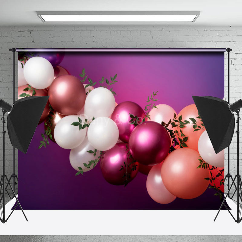 Lofaris Colorful Balloon Leaves Decoration Photo Backdrop