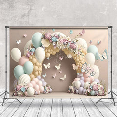 Lofaris Colorful Balloons Floral Arch Butterfly Backdrop