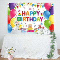 Lofaris Colorful Balloons Gifts Cake Happy Birthday Backdrop