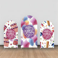 Lofaris Colorful Balloons Ribbon Cakes Arch Backdrop Kit